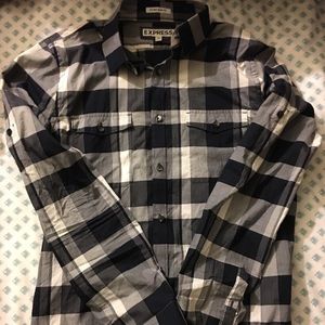 Express Button long/short sleeve dress shirt M